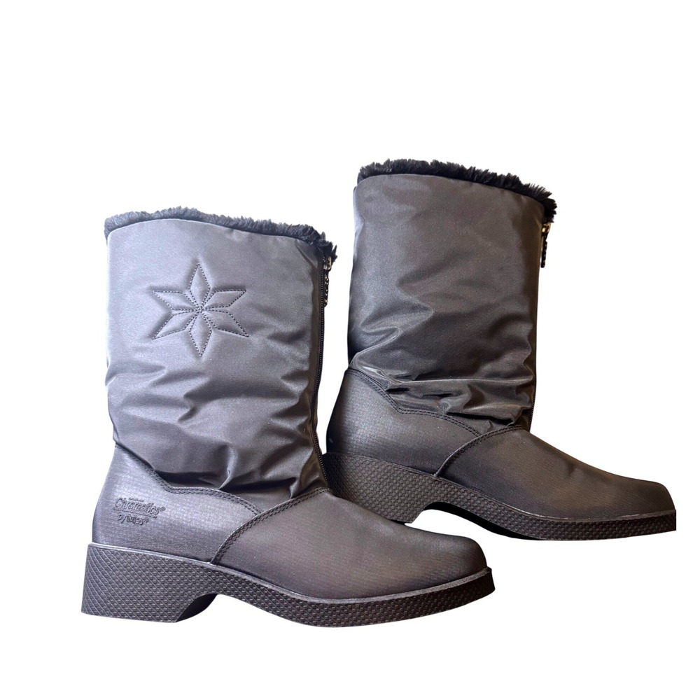 Totes Chromatics Womens Black Nylon Faux Fur Winter Snow Boots Size 8 55053
